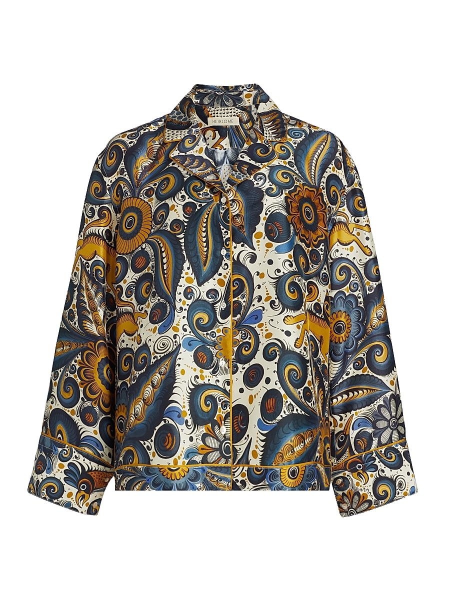 Women's Álvarez Nogal Shirt - Blue Ochre Multi - Size Large