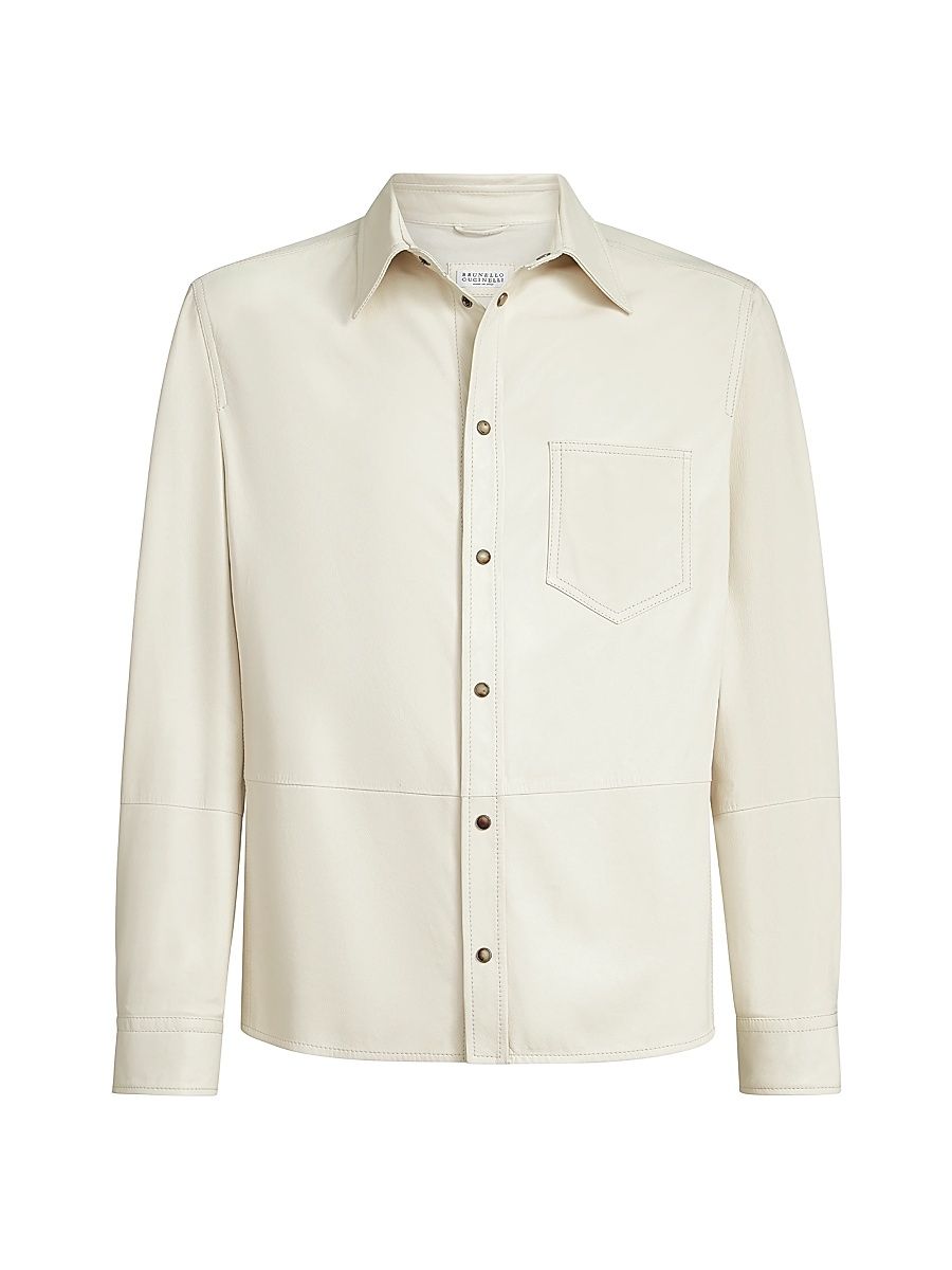 Men's Calfskin Overshirt - Ivory - Size Small