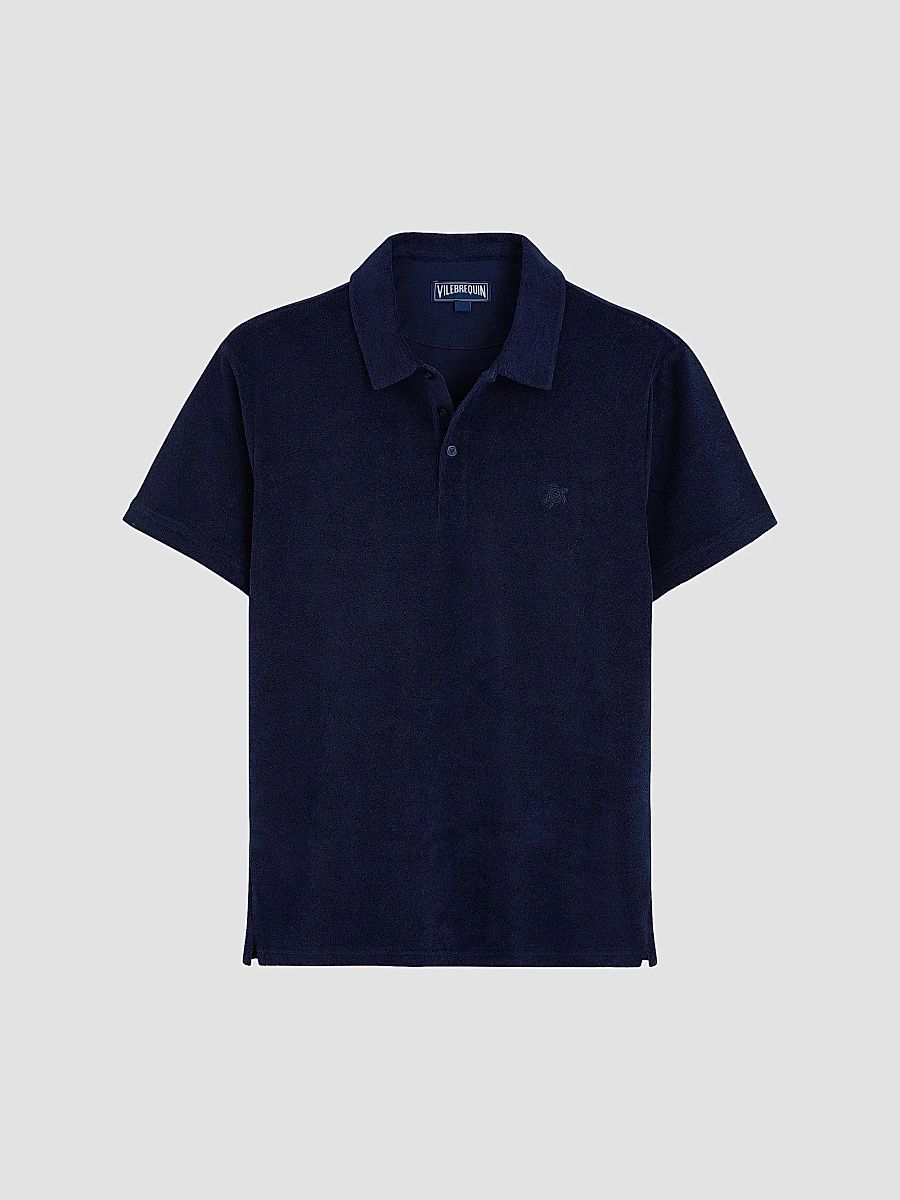 Vilebrequin Men's Organic Cotton Terry Polo Shirt - Bleu Marine - Size XXXL