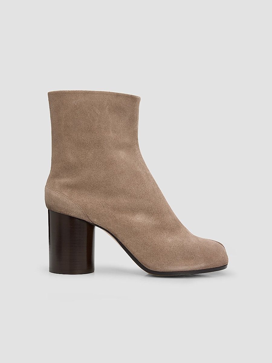 Women's Tabi 80MM Suede Ankle Boots - Taupe - Size 10