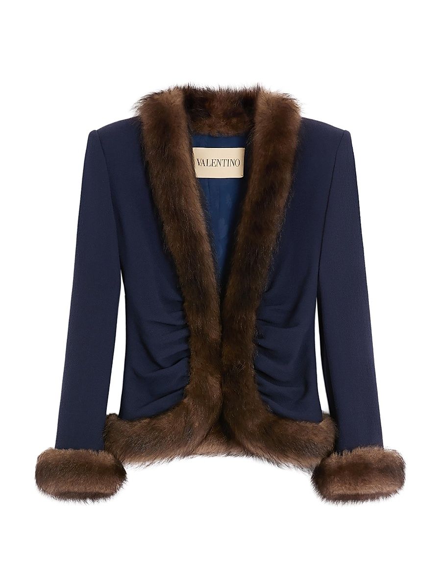 Women's Wool Crepe Jacket - Indigo - Size 6
