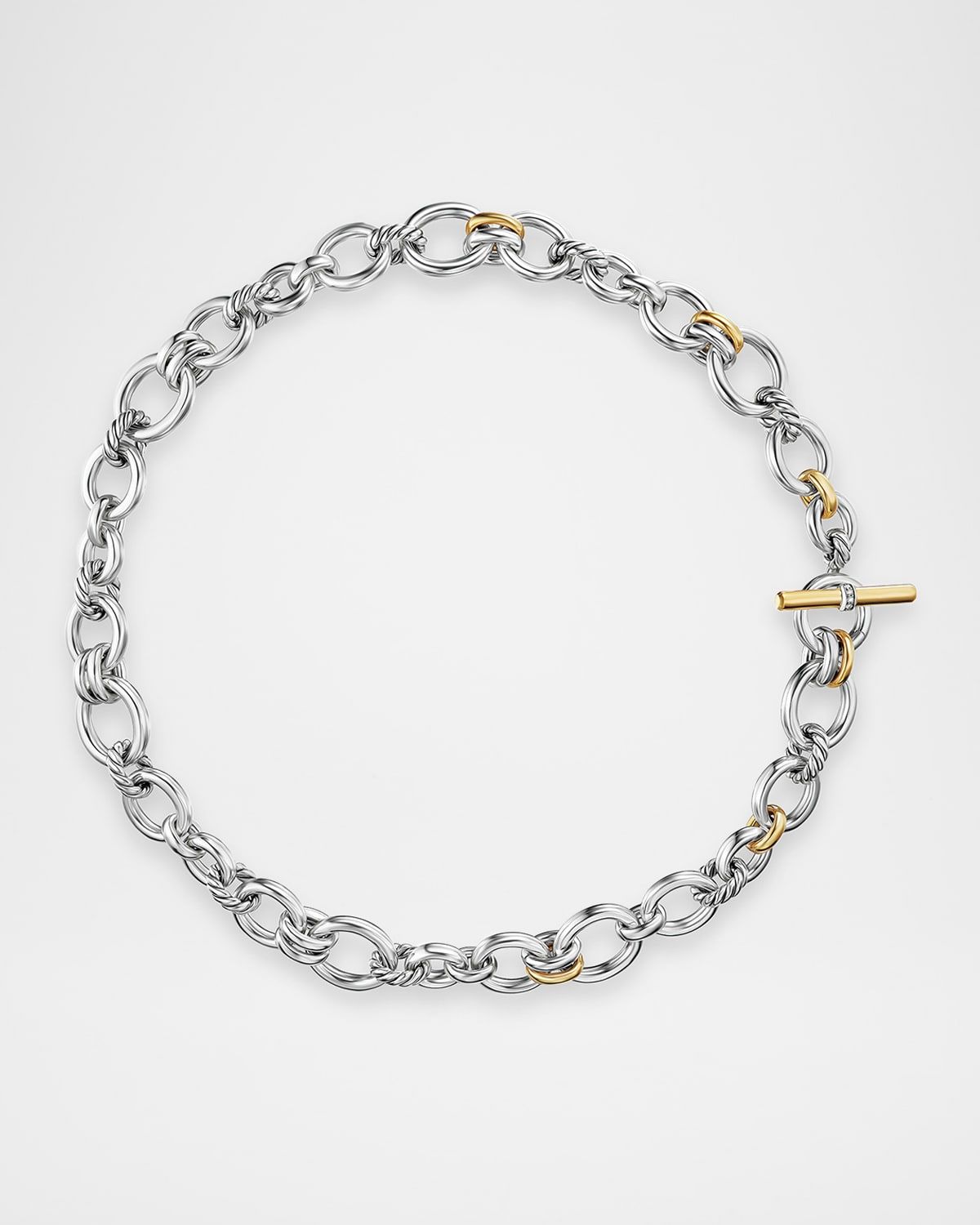 DY Mercer Chain Necklace with Diamonds and 18K Gold in Silver, 20mm