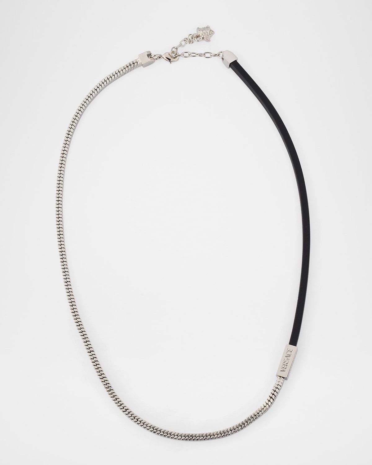 Men & apos;s Metal and Leather Chain Necklace