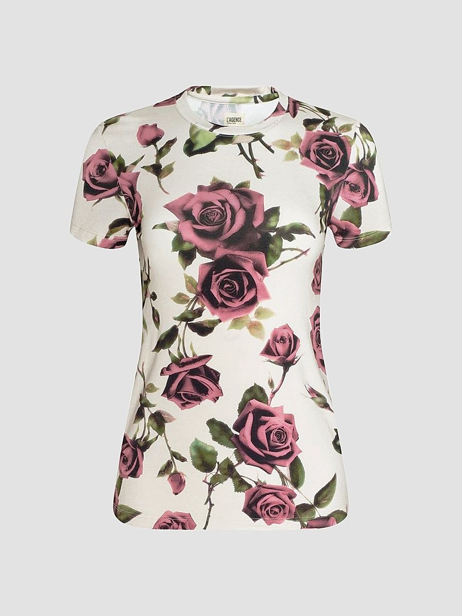 Women's Ressi Short-Sleeve Rose T-Shirt - Ecru Romantic Rose - Size XL