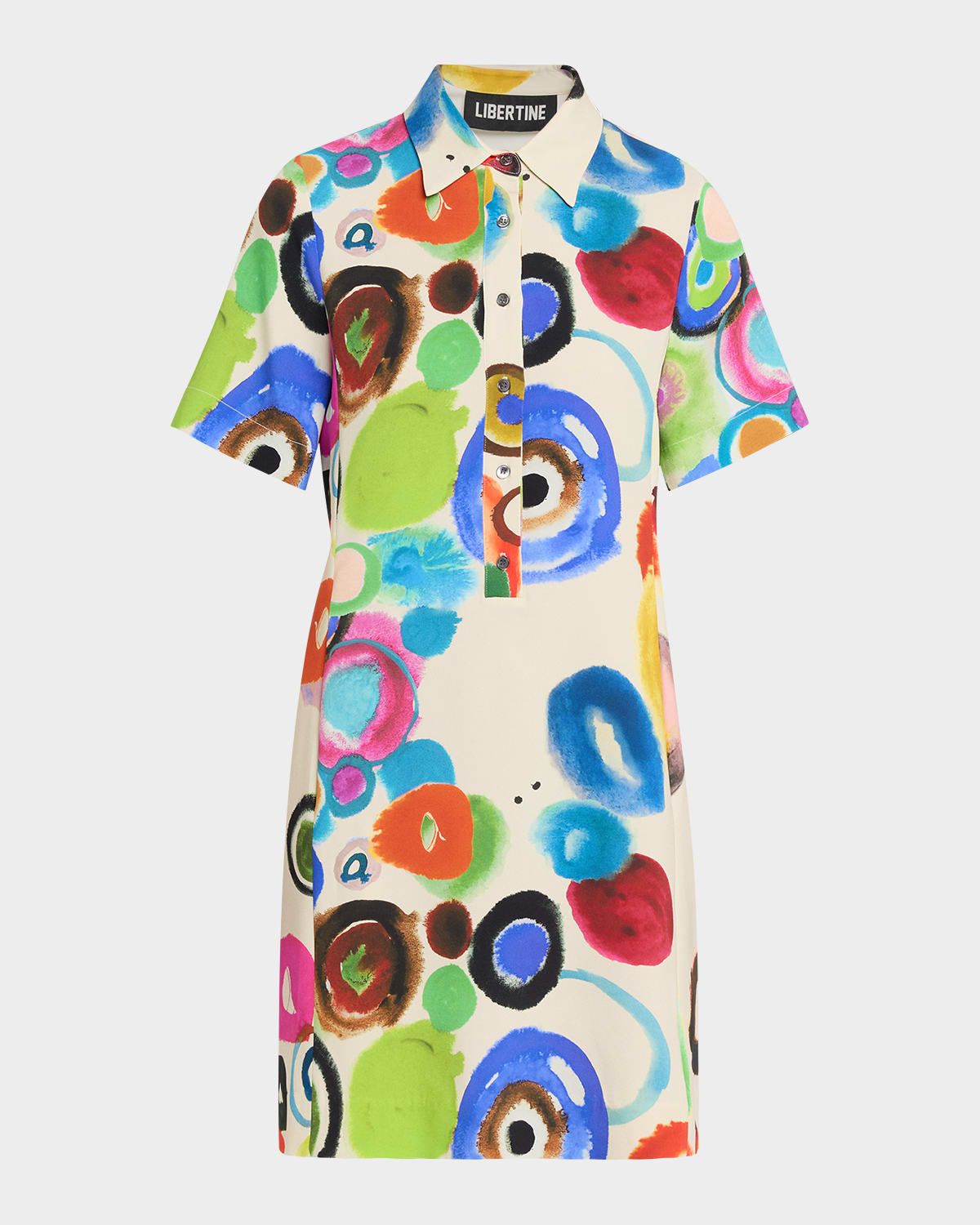 Gouache Printed Preppy Mini Polo Dress