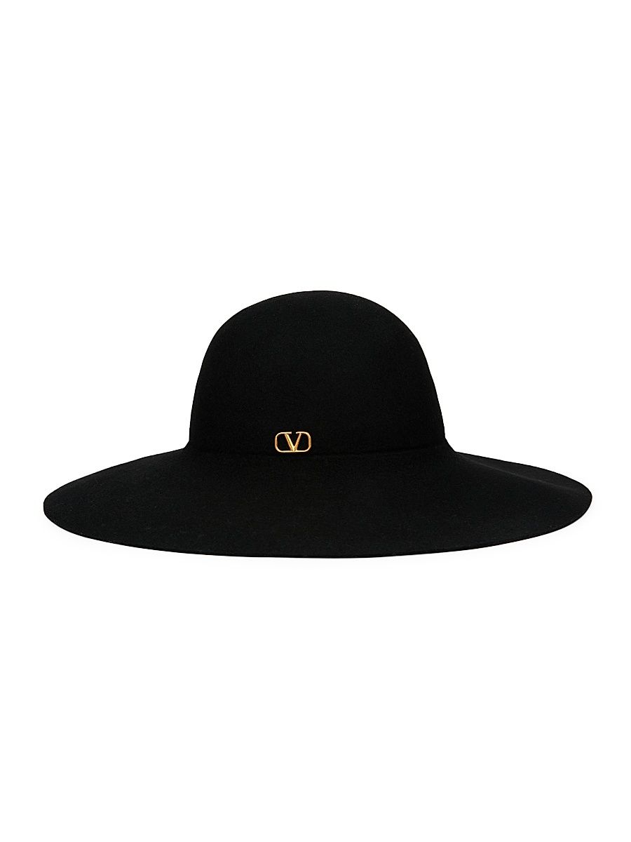 Women's Large Logo Brim Felted Hat - Black - Size Large