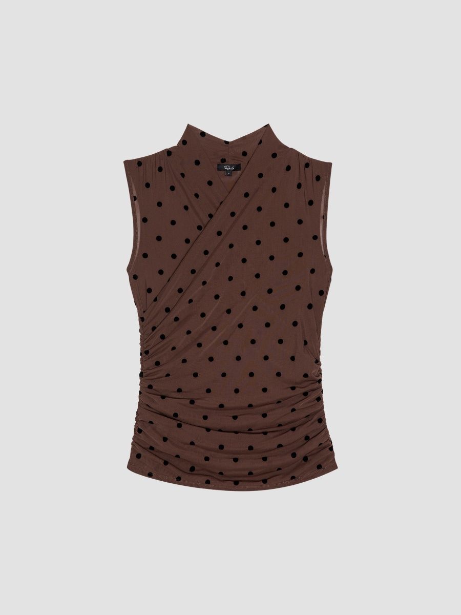 Rails Women's Lauris Polka Dot Ruched Top - Chocolate Polka Dot - Size Small