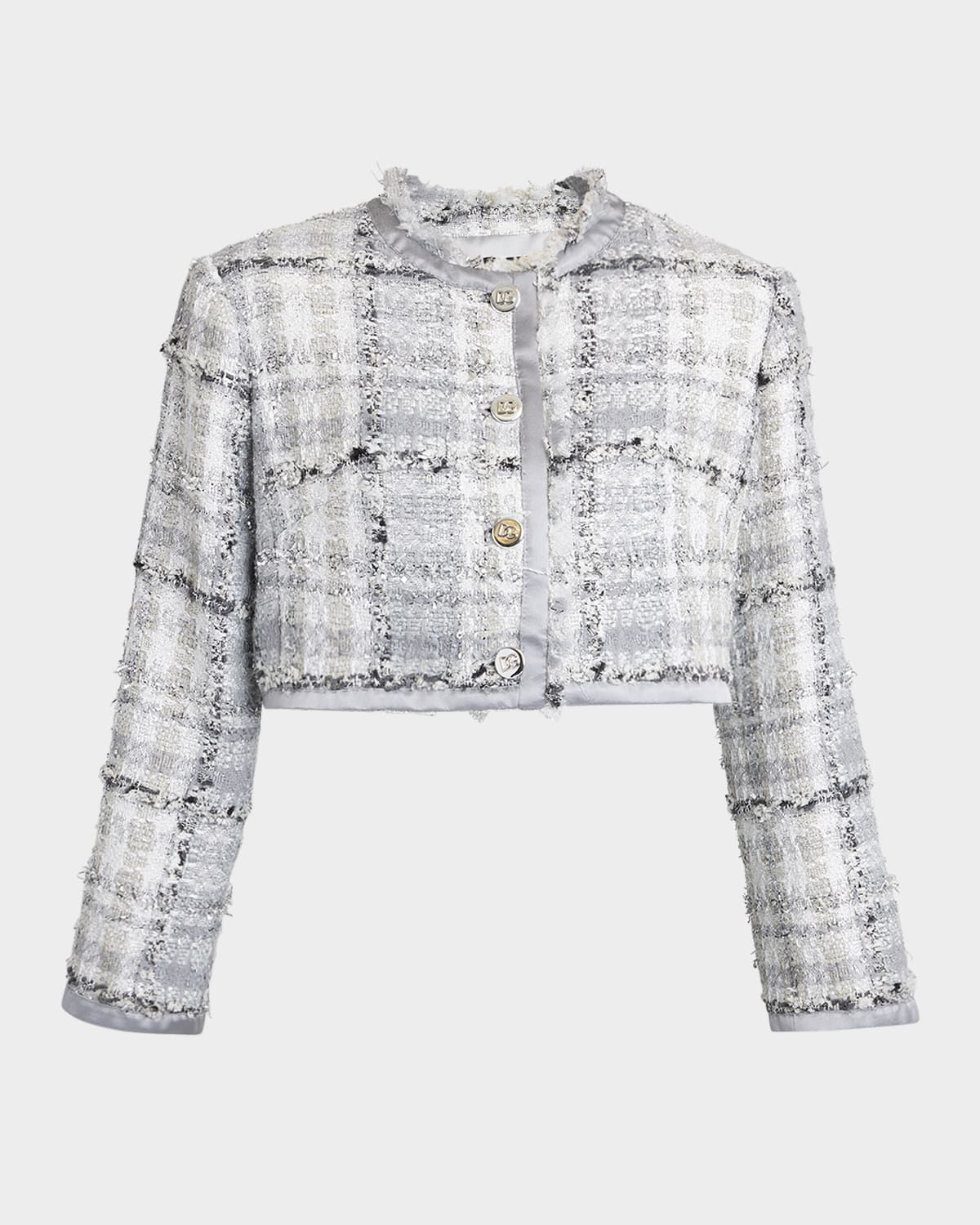 Rachel Check Eyelash Tweed Crop Jacket