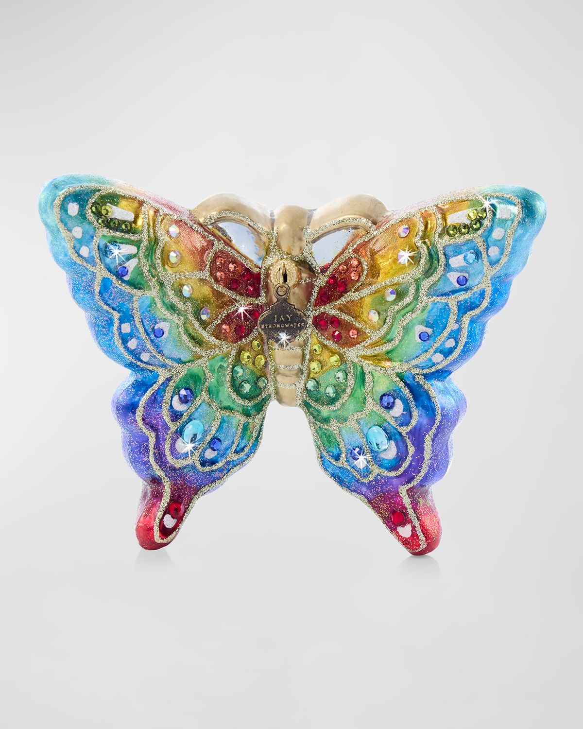 Rainbow Butterfly Glass Christmas Ornament