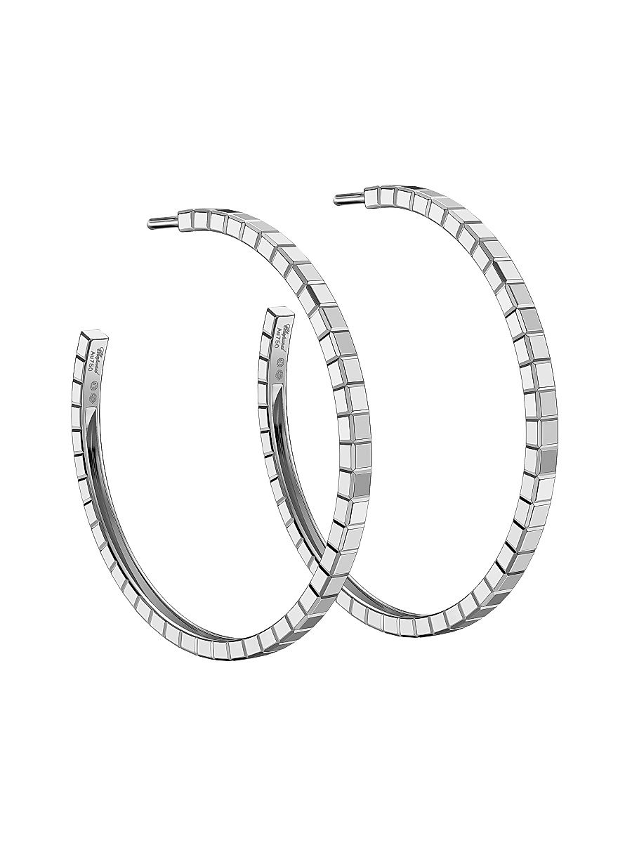 Women's Ice Cube 18K White Gold Hoop Earrings - White Gold