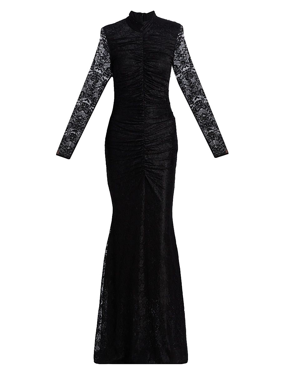 Women's Sylvie Lace Ruched Gown - Jet - Size 14