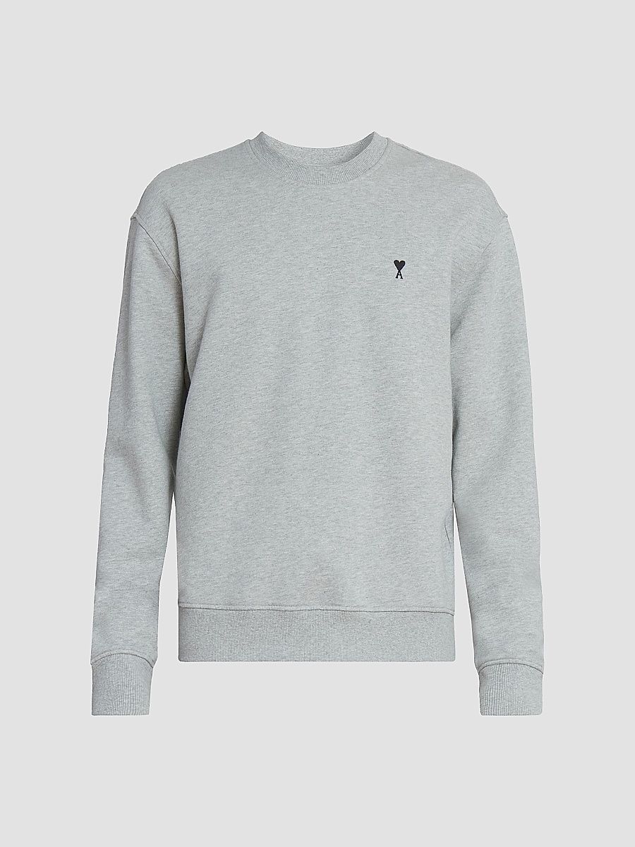 AMI Paris Men's Contrasted Ami de Coeur Sweatshirt - Gris Cendre Chine - Size XXL