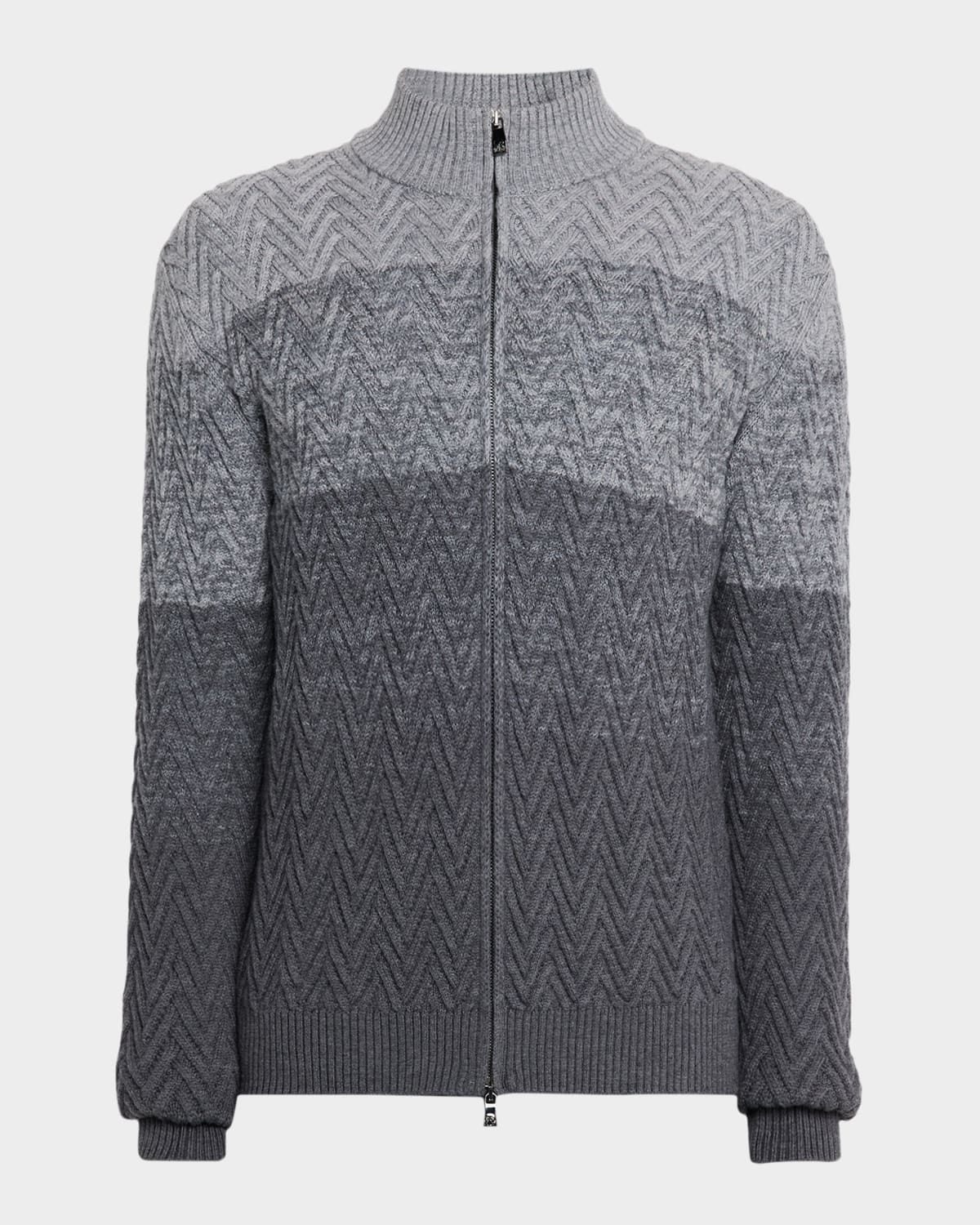 Men & apos;s Wool Herringbone Full-Zip Sweater