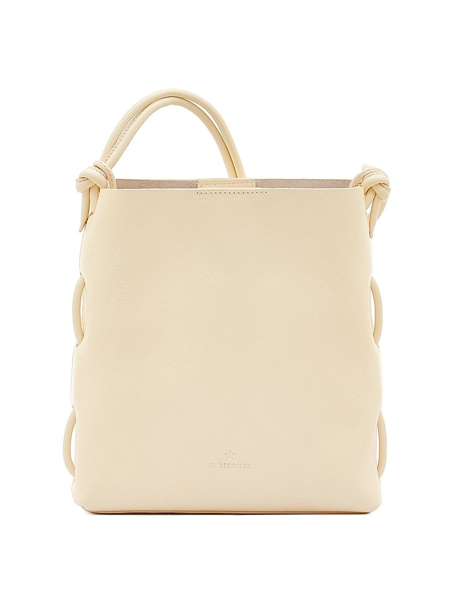 Women's Snodo Leather Shoulder Bag - Bianco Latte