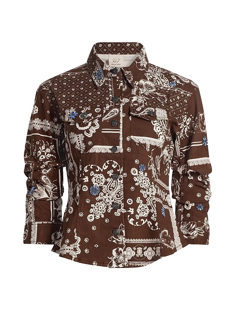 Women's Bandana Military Twill Scrunched Canyon Jacket - Dark Sepia - Size 10