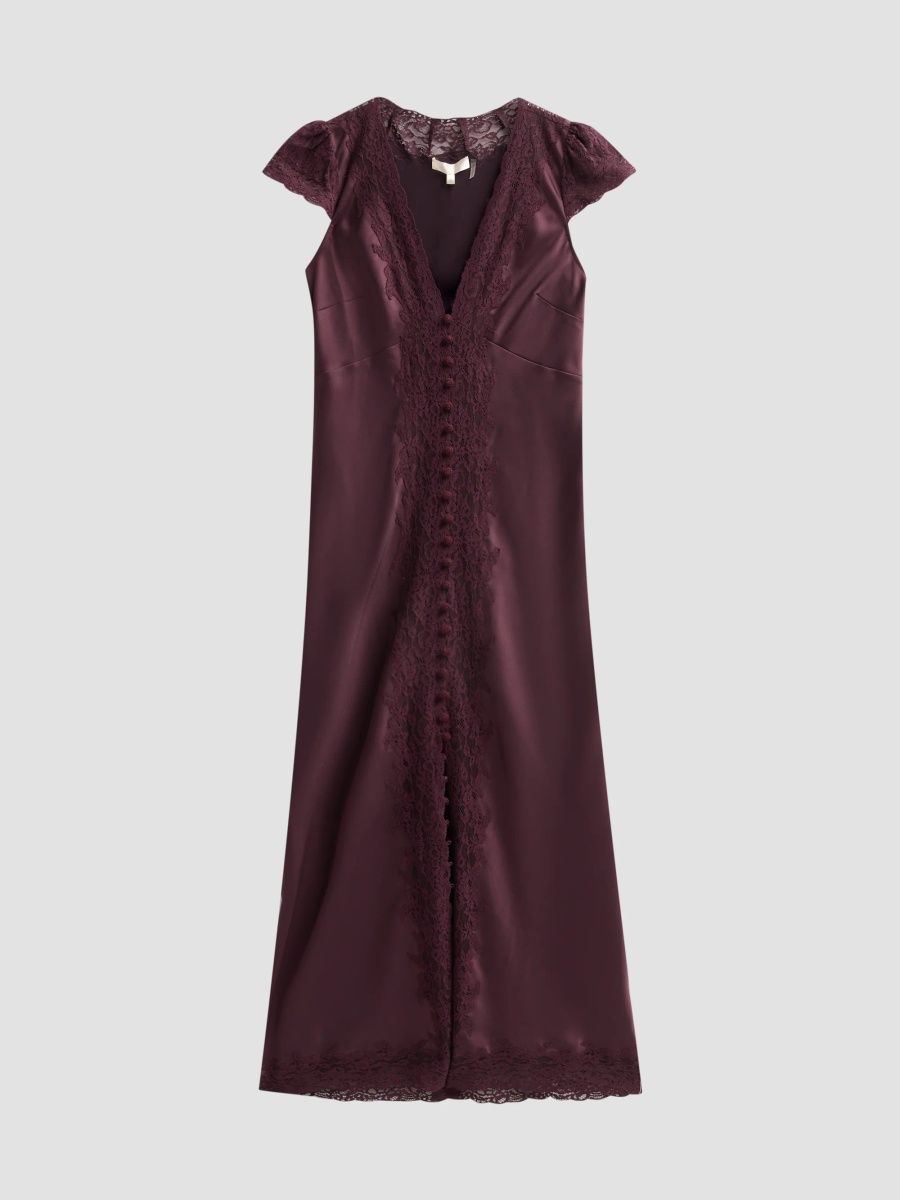 LoveShackFancy Women's Para Laced Crepe Maxi Dress - Fresh Espresso - Size 12
