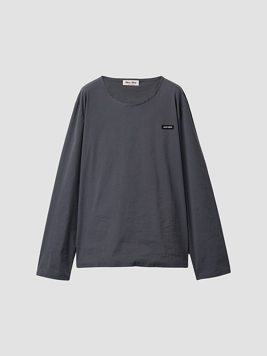 Women's Stretch Poplin Top - Grey - Size 8