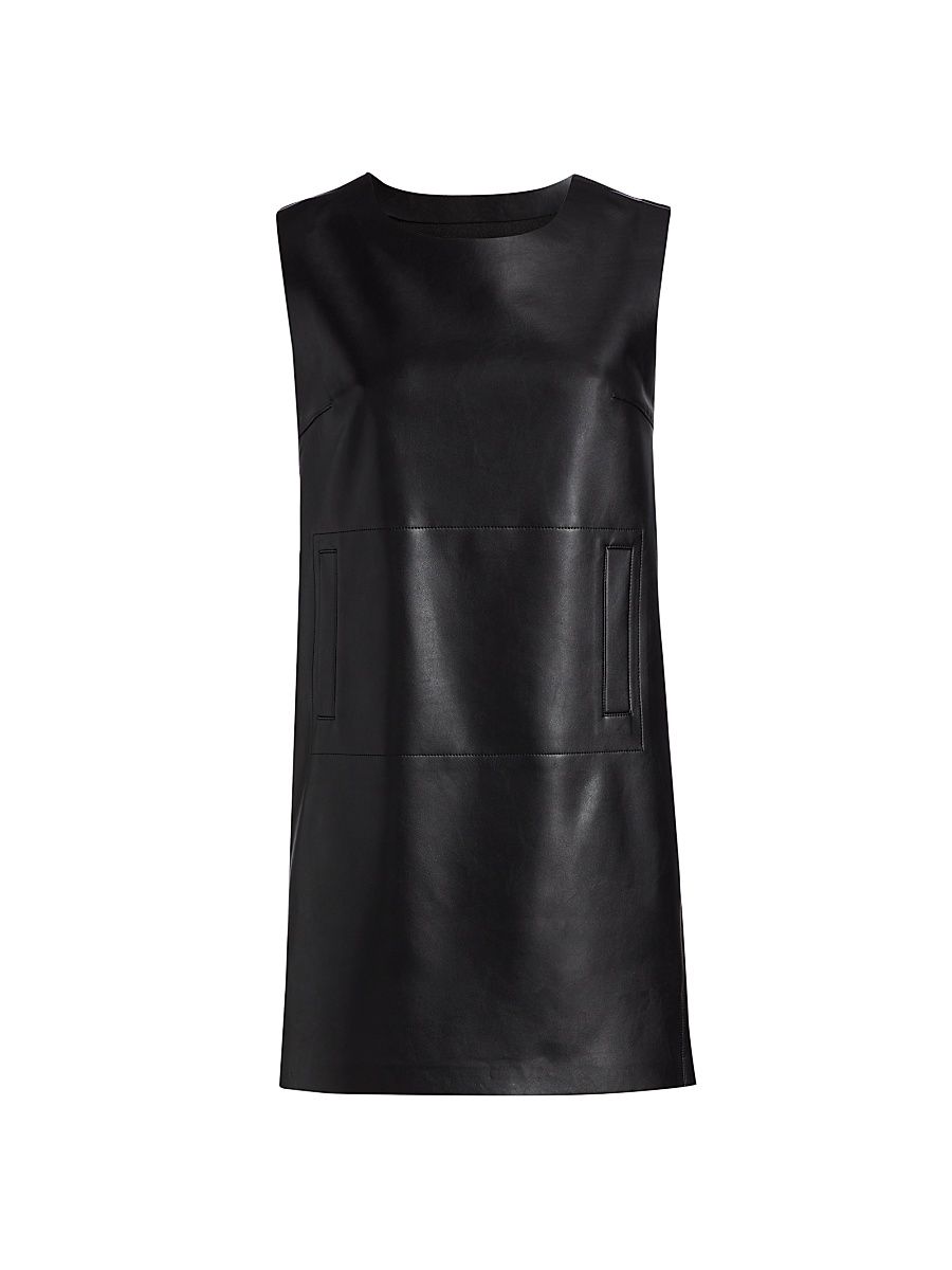 Women's Faux Leather Sleeveless Minidress - Black - Size Medium