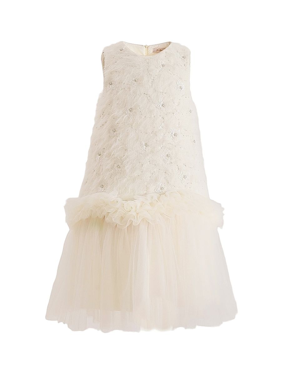 Little Girl's & Girl's Sparkle Tulle Dress - Off White - Size 5