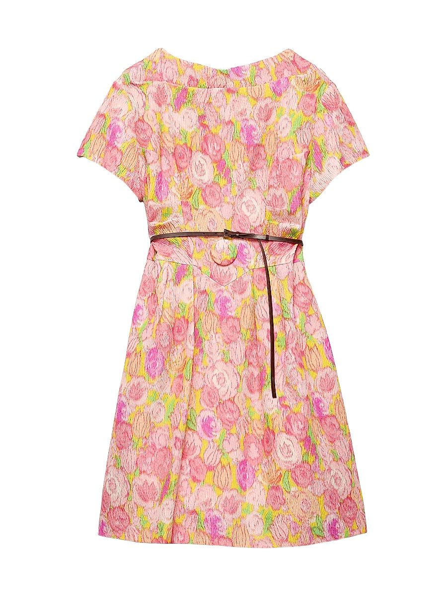 Women's Floral Print Cloquet Dress - Pink - Size 6