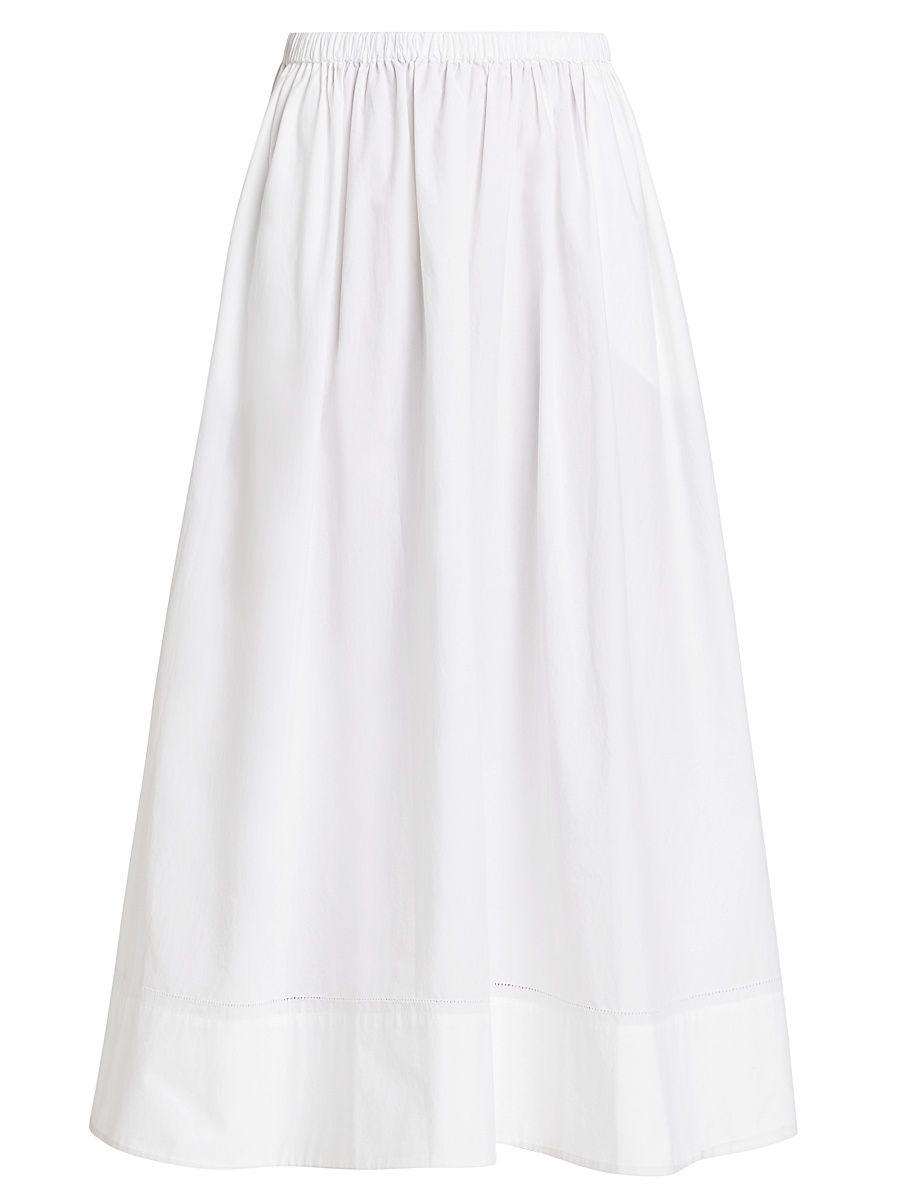 Women's Lauren Cotton Midi-Skirt - White - Size Large