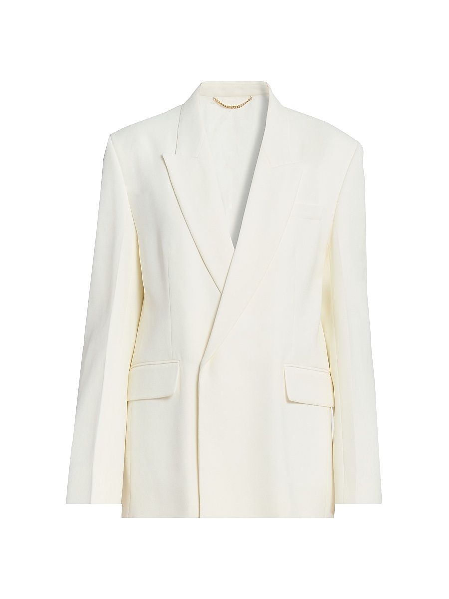 Women's Double-Breasted Tailored Jacket - Ivory - Size 0