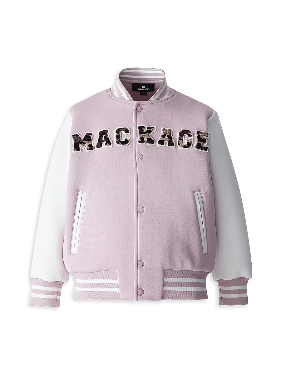 Little Girl's & Girl's Nels Logo Varsity Jacket - Rose - Size 4