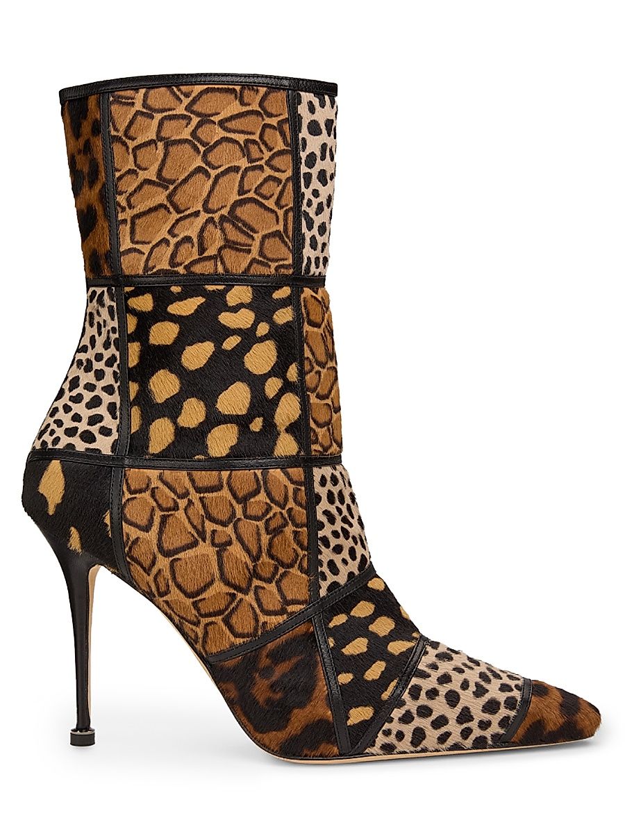 Women's Trulona Animal-Print Calf Hair Ankle Boots - Black Print - Size 9.5