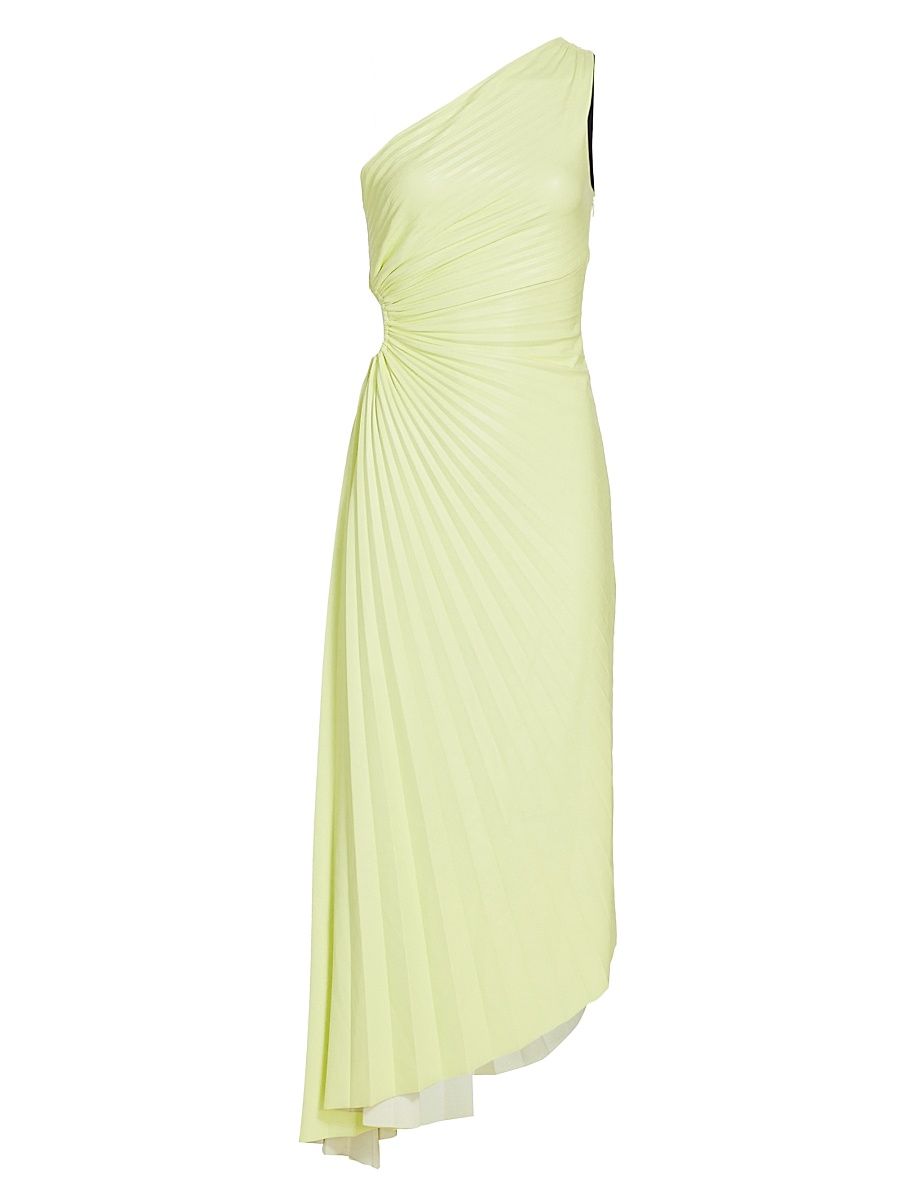 Women's Delfina One-Shoulder Pleated Dress - Canary - Size 8