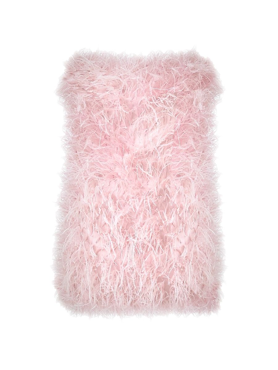 Women's Juniper Faux-Feather Strapless Minidress - Quartz - Size 16