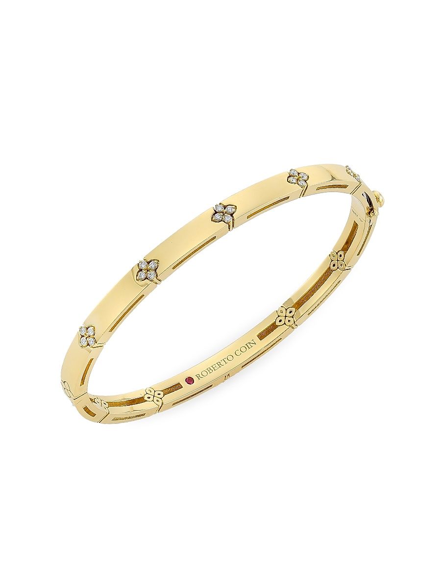 Women's Love In Verona 18K Yellow Gold & 0.15 TCW Diamond Bangle - Yellow Gold - Size 7