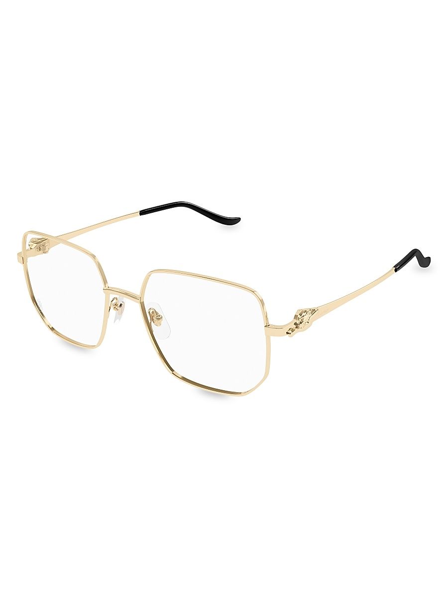 Women's Panthère Classic 55MM Rimless Square Glasses - Gold Clear