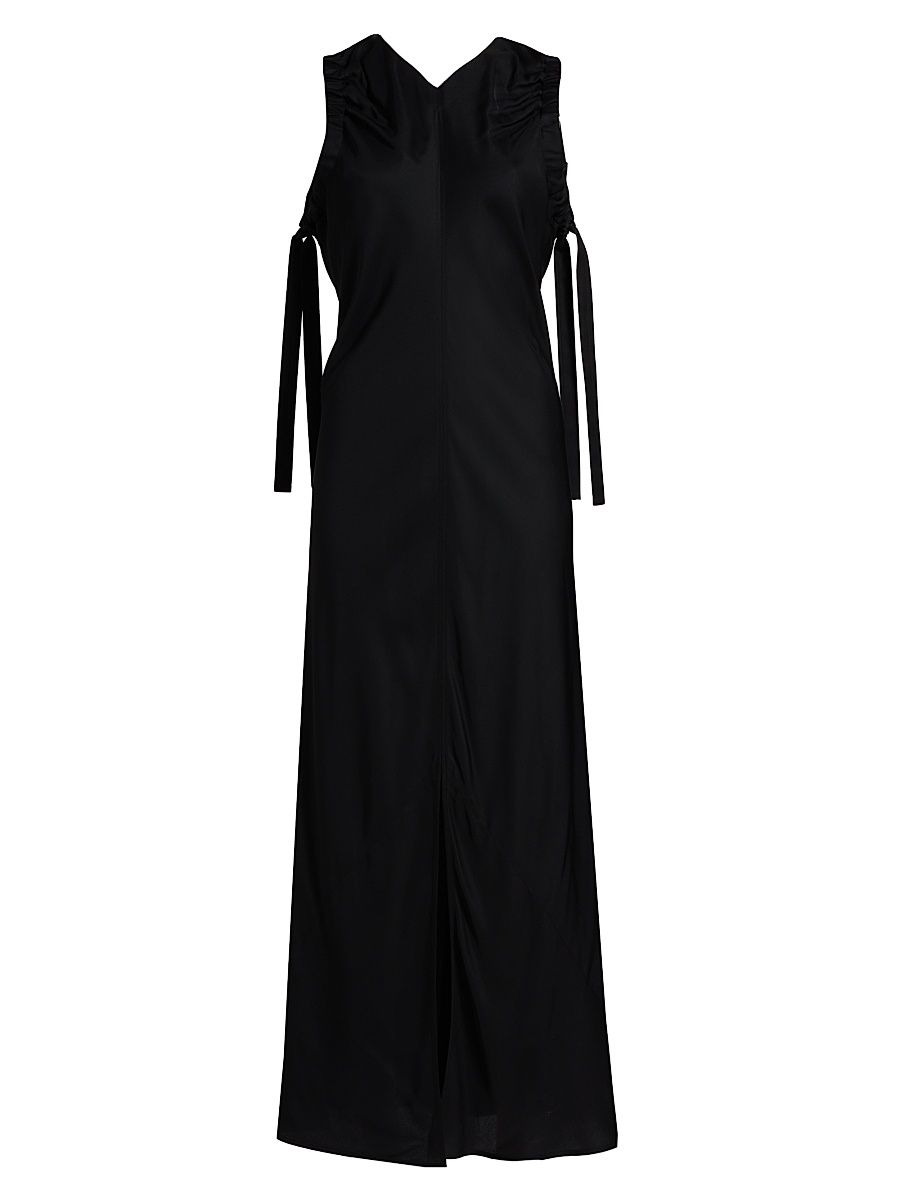 Women's Ruched Relaxed-Fit Maxi Dress - Black - Size 8