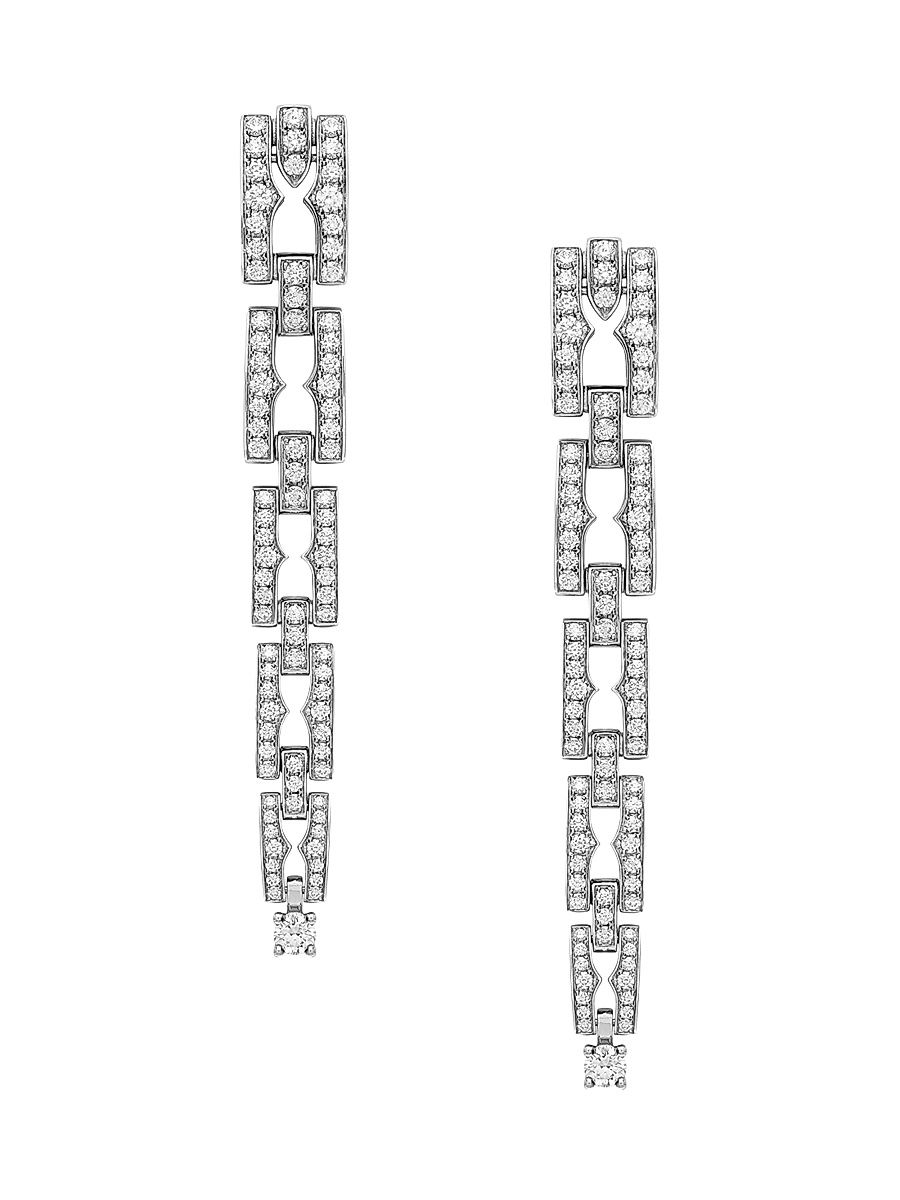 Women's B. zero1 18K White Gold & 1.41 TCW Diamond Chain Earrings - White Gold