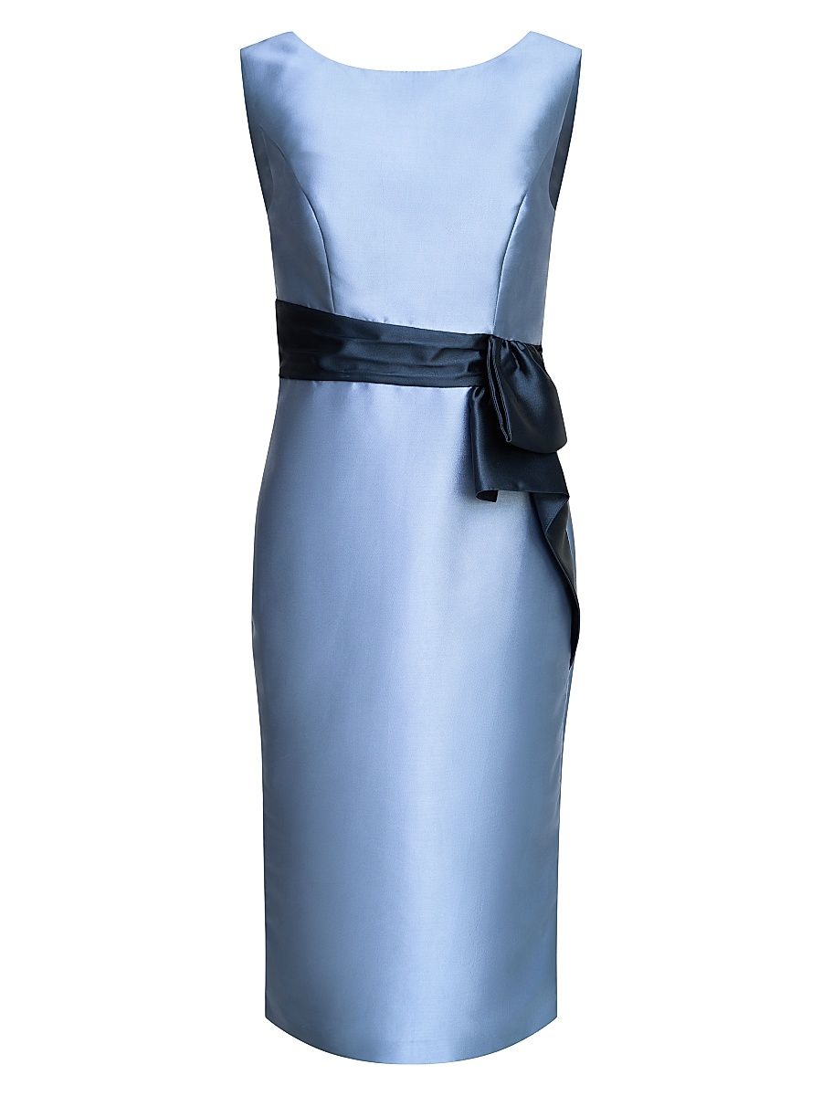 Women's Rosalie Satin Tie-Waist Midi-Dress - Pearl Blue - Size 6