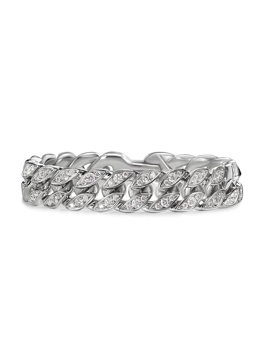 Men's Curb Chain Bracelet in Platinum - Silver - Size Large