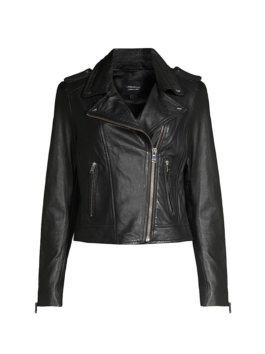 Women's Donna Leather Jacket - Black - Size Large