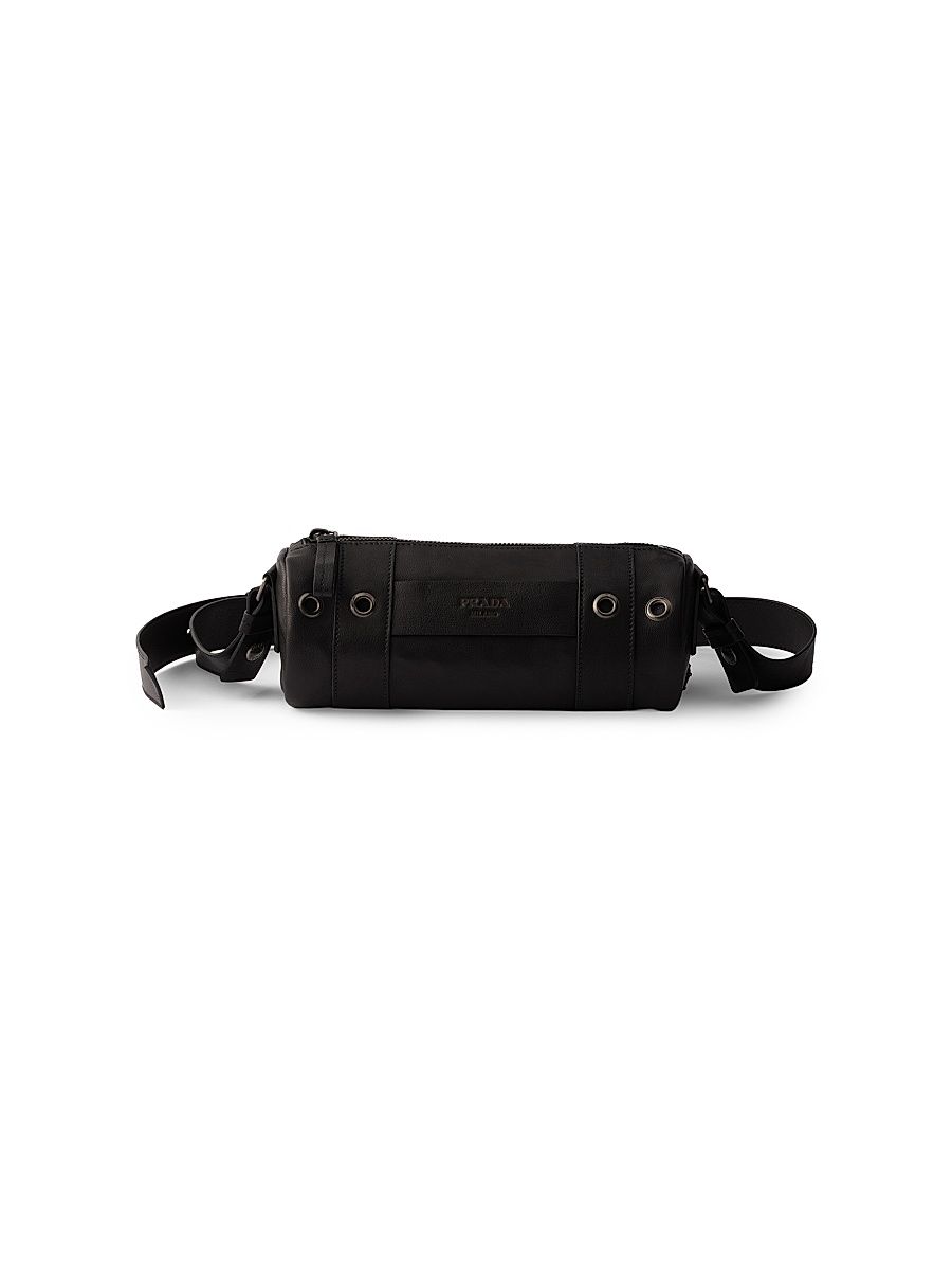 Men's Leather Shoulder Bag - Black