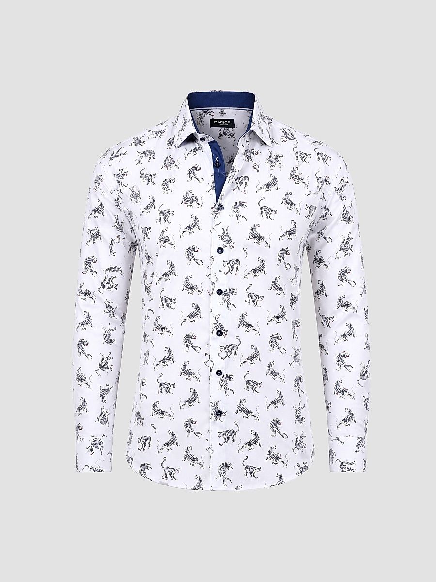 Men's Fibonacci Marthyr Cheetah Shirt - White - Size XXXXL