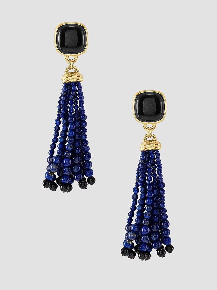 Women's Forza 18K-Gold-Plated, Lapis Lazuli & Black Onyx Tassel Earrings - Gold