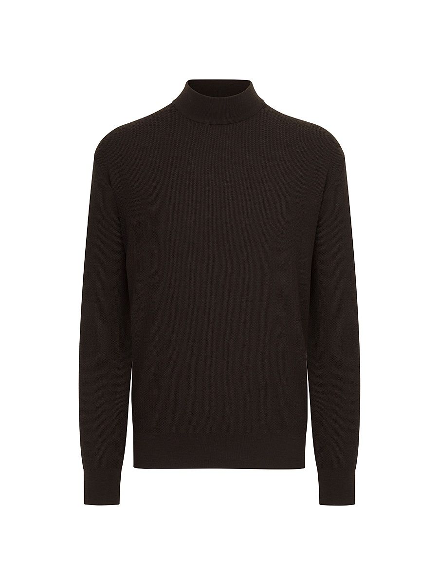 Men's Mock-Neck Sweater - Brown - Size 52