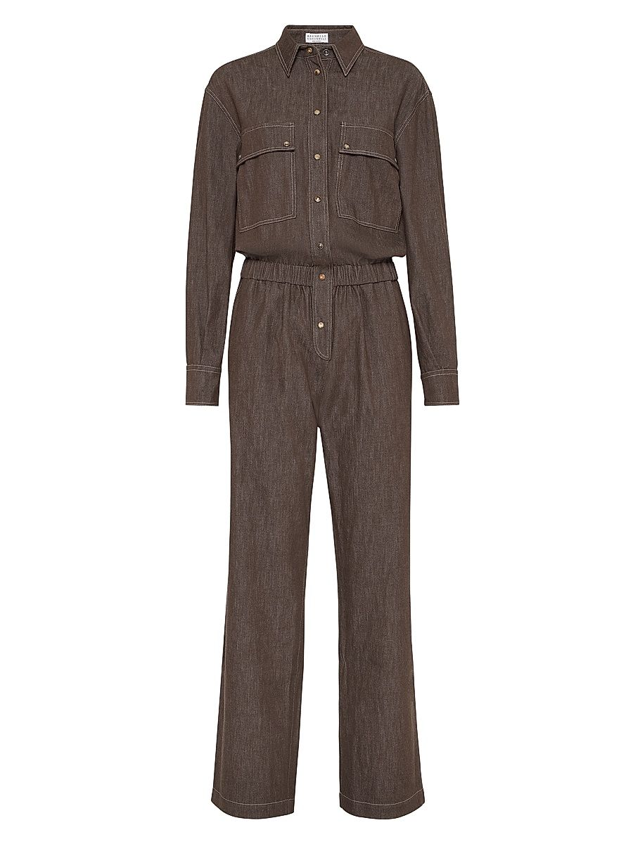 Women's Lightweight No Fade Denim Jumpsuit - Cocoa - Size XXL