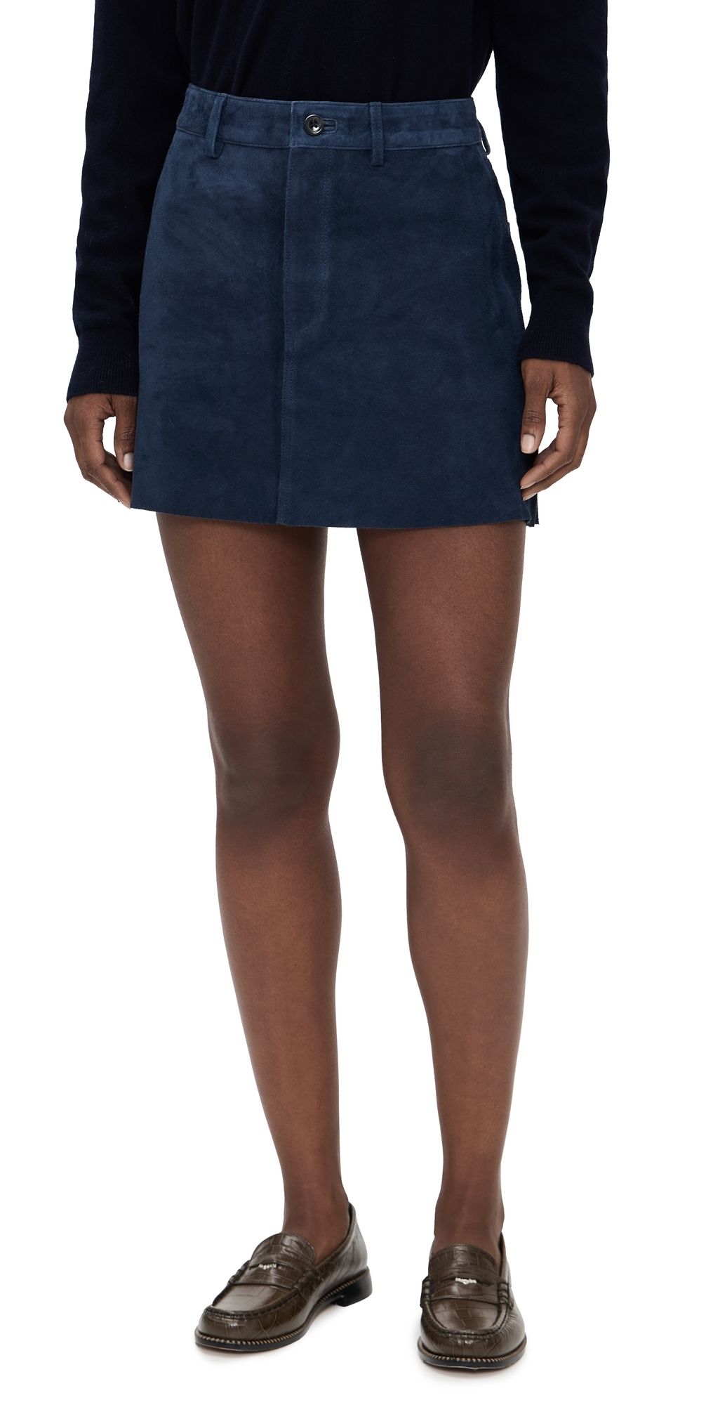 DL1961 Alma Mini Skirt Navy Suede 28