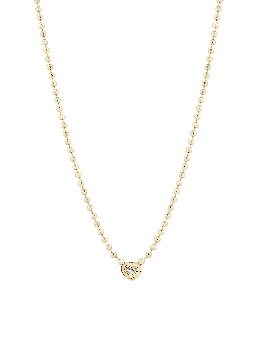 Women's 14K Yellow Gold & 0.19 TCW Diamond Heart Pendant Necklace - Yellow Gold