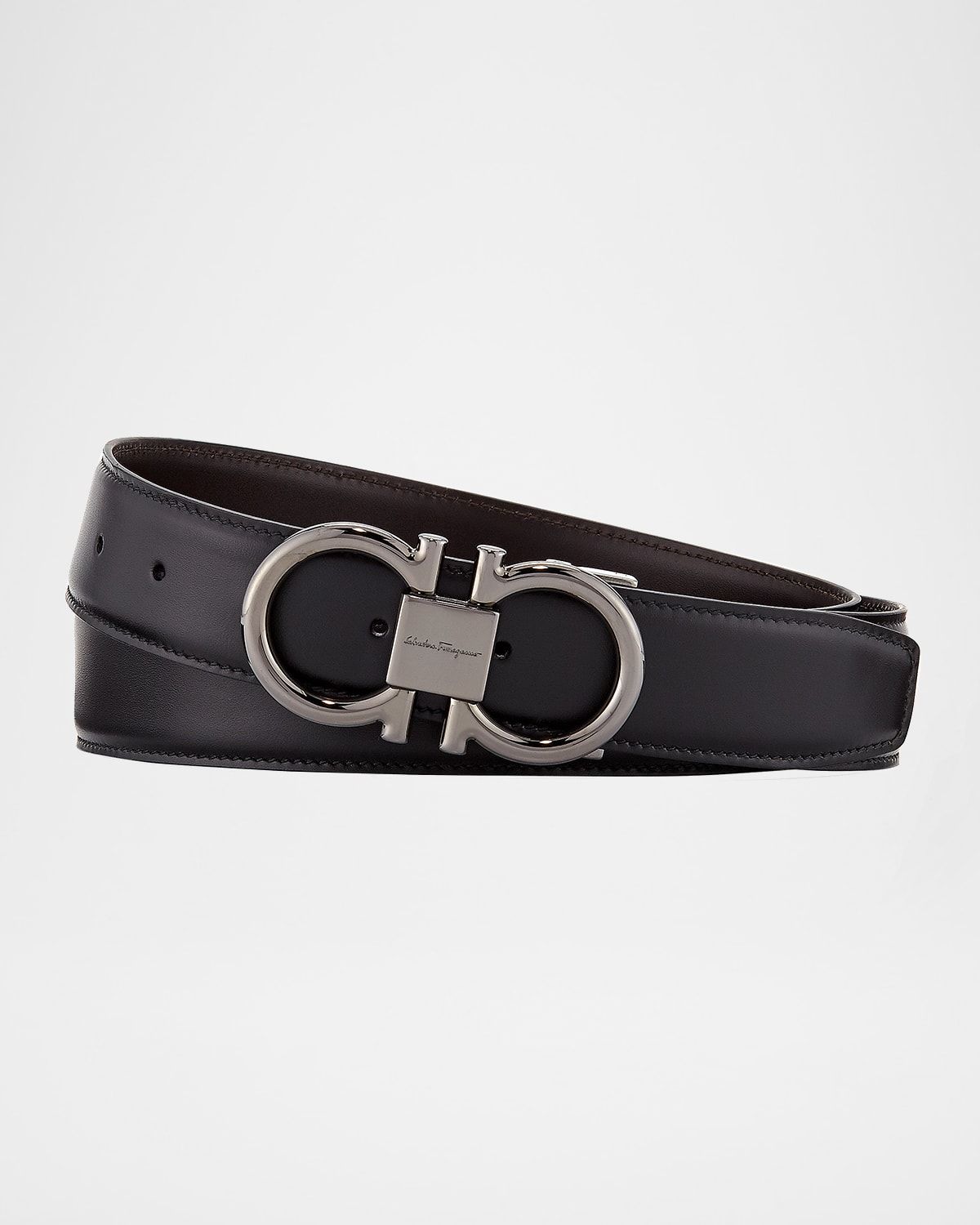 Men & apos;s Double-Gancini Reversible Leather Belt