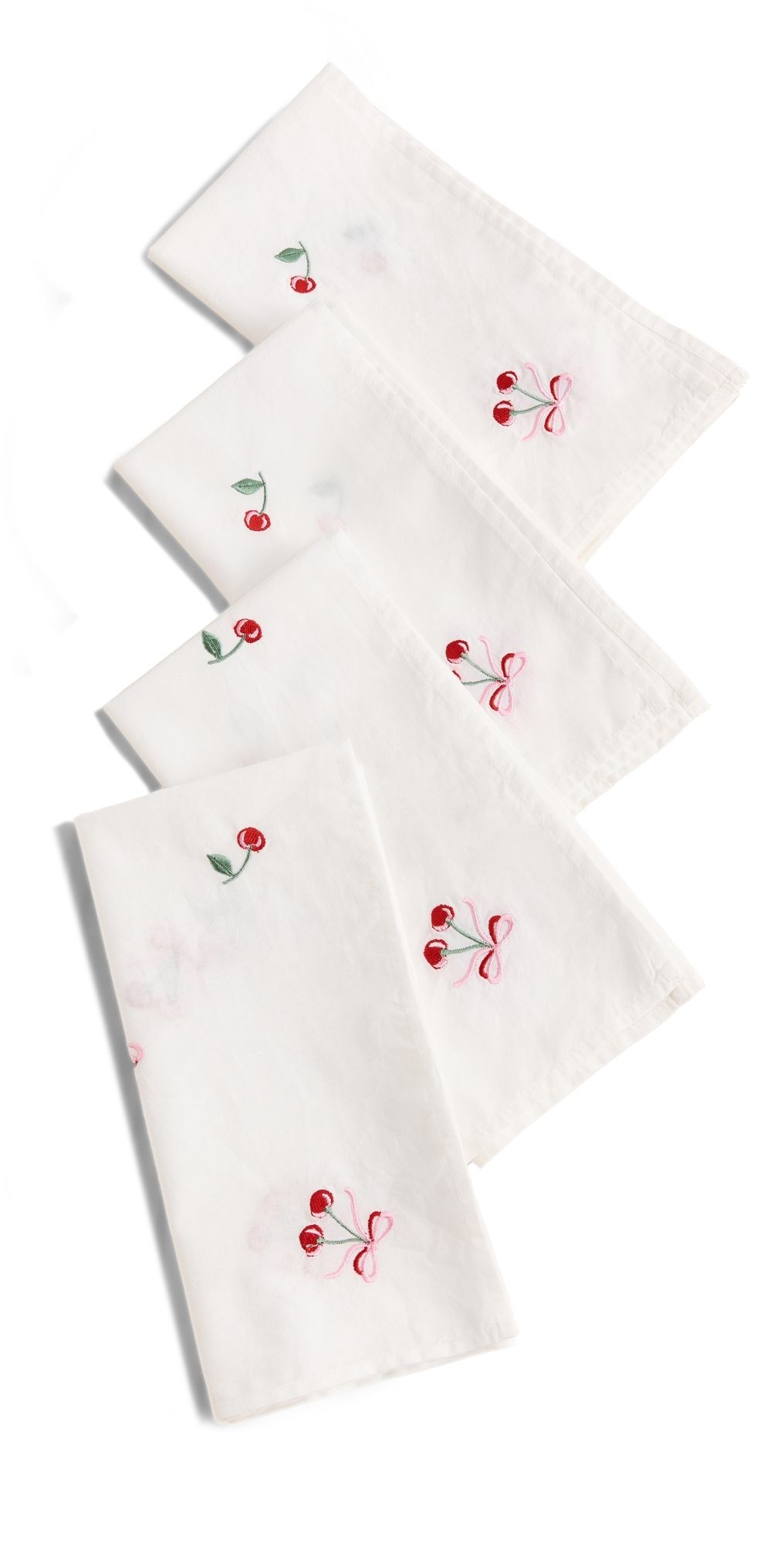 LoveShackFancy Cherry Embroidered Napkin Set Liberty Red One Size