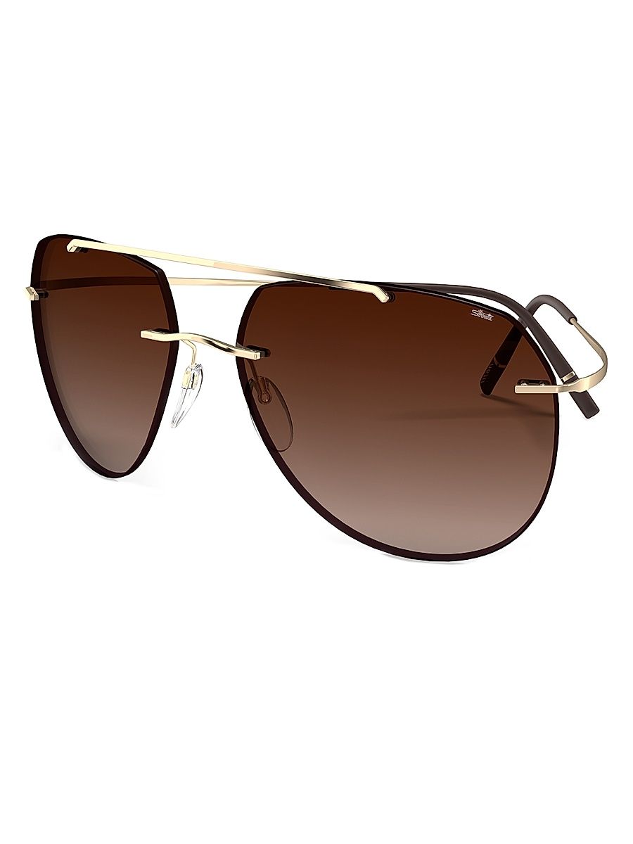 Men's Titan Minimal Art Nash 61MM Aviator Sunglasses - Gold Brown Gradient