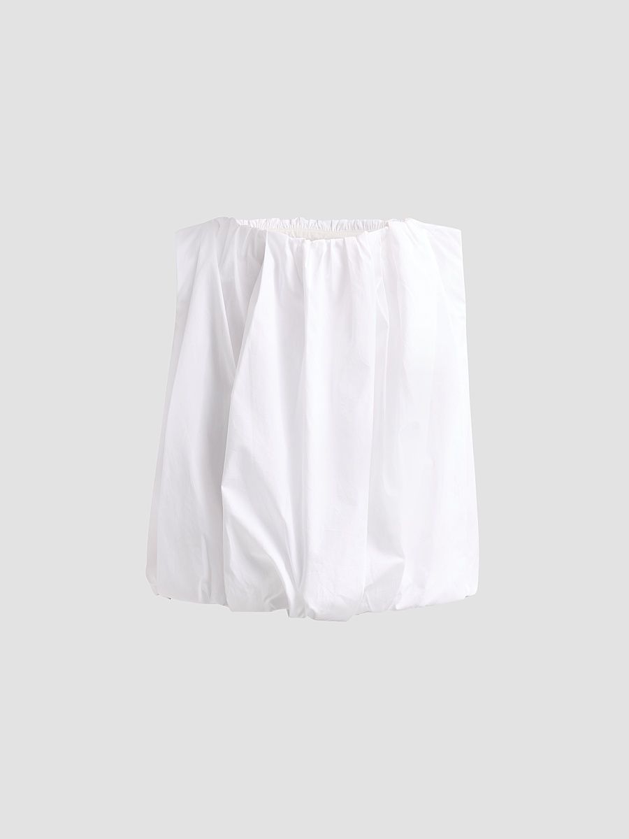 Women's Bubble Cotton Poplin Top - White - Size XXS