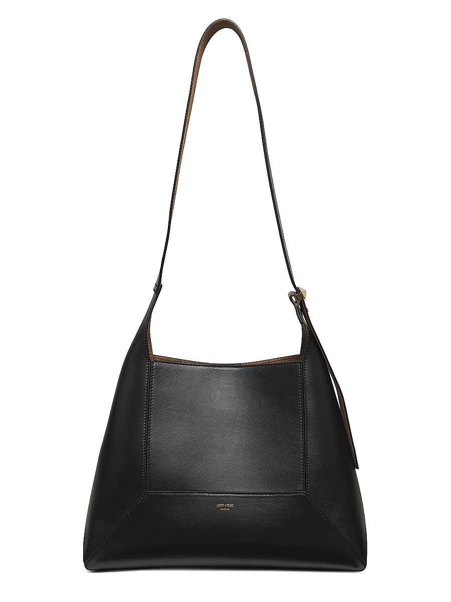 Women's Medium Diamond Leather Hobo Bag - Black Gold
