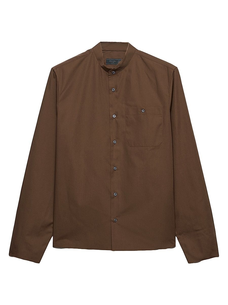 Men's Cotton Blend Shirt - Brown - Size 17